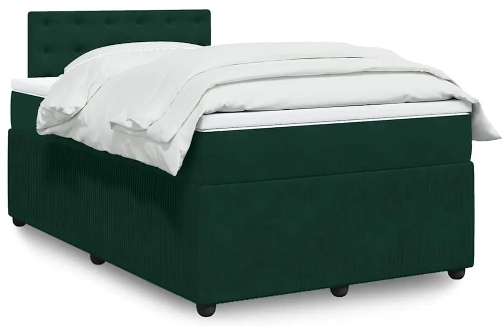 3290025 vidaXL Боксспринг легло с матрак, тъмнозелено, 120x200 см, кадифе