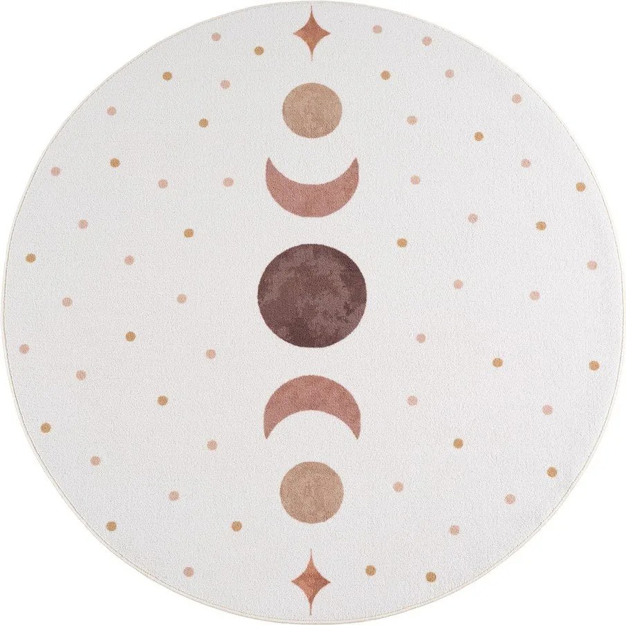 Кремав детски килим подходящ за пране ø120 cm Coco 1136 – Ayyildiz Carpets