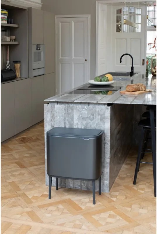 Кош за боклук Brabantia Bo Touch 1008854, 36 л, Плавно и безшумно отваряне, Голям отвор, Тъмносив