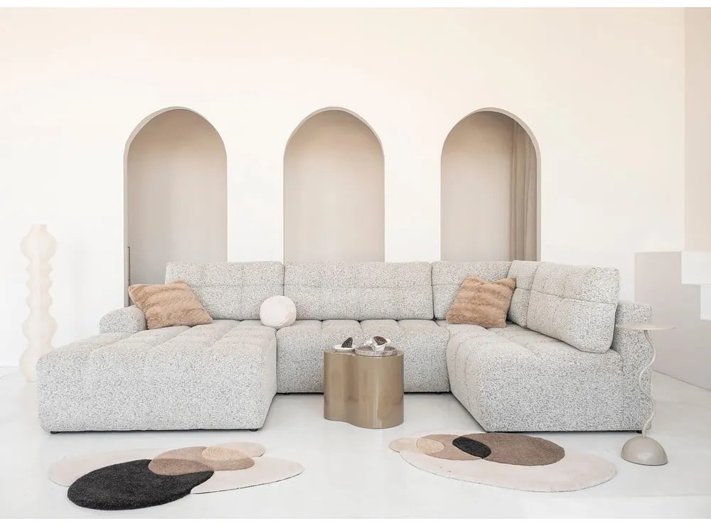 Бежов разтегателен модулен ъглов диван с място за съхранение (десен ъгъл) Lulu – Miuform