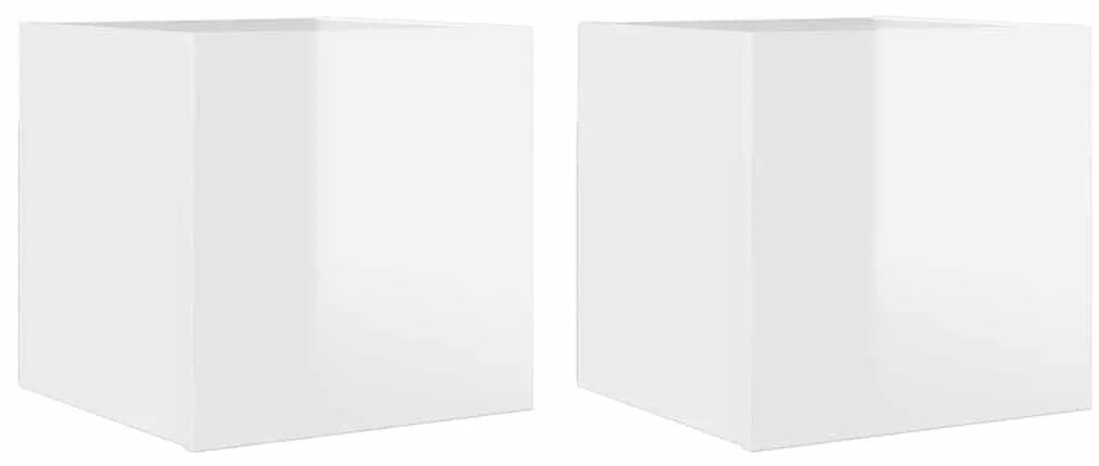 804500 vidaXL ТВ шкафове за стенен монтаж, 2 бр, бял гланц, 30,5x30x30 см