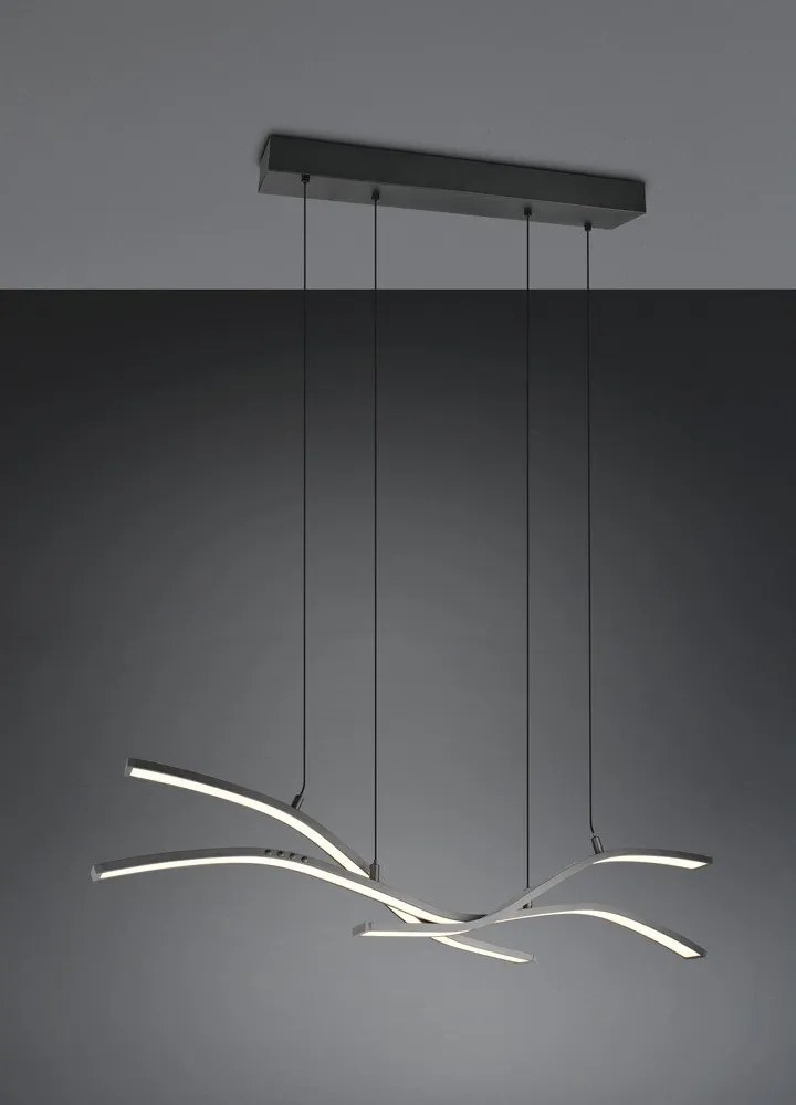 Матово черно метално LED висящо осветително тяло с дистанционно управление/затъмняващо се Spider – Trio Select