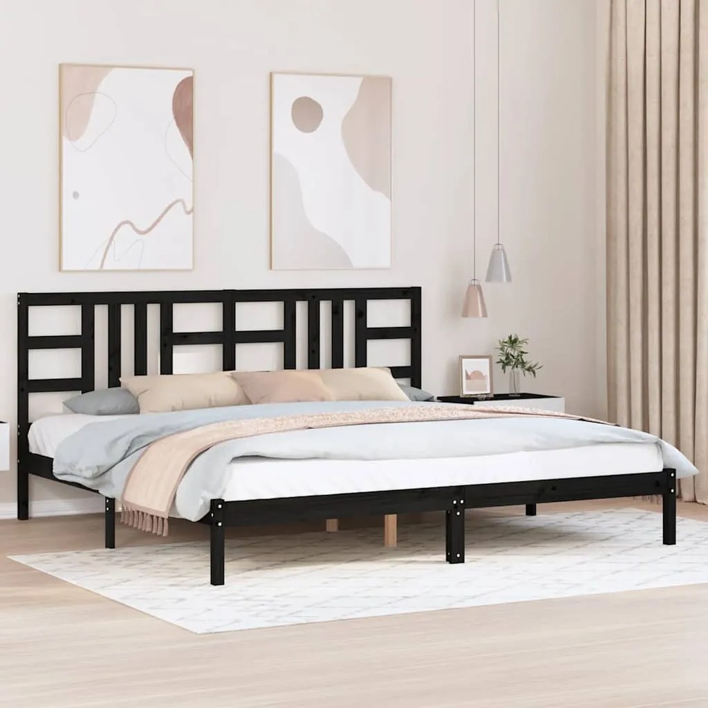 3105429 vidaXL Рамка за легло, черна, дърво масив, 200x200 см