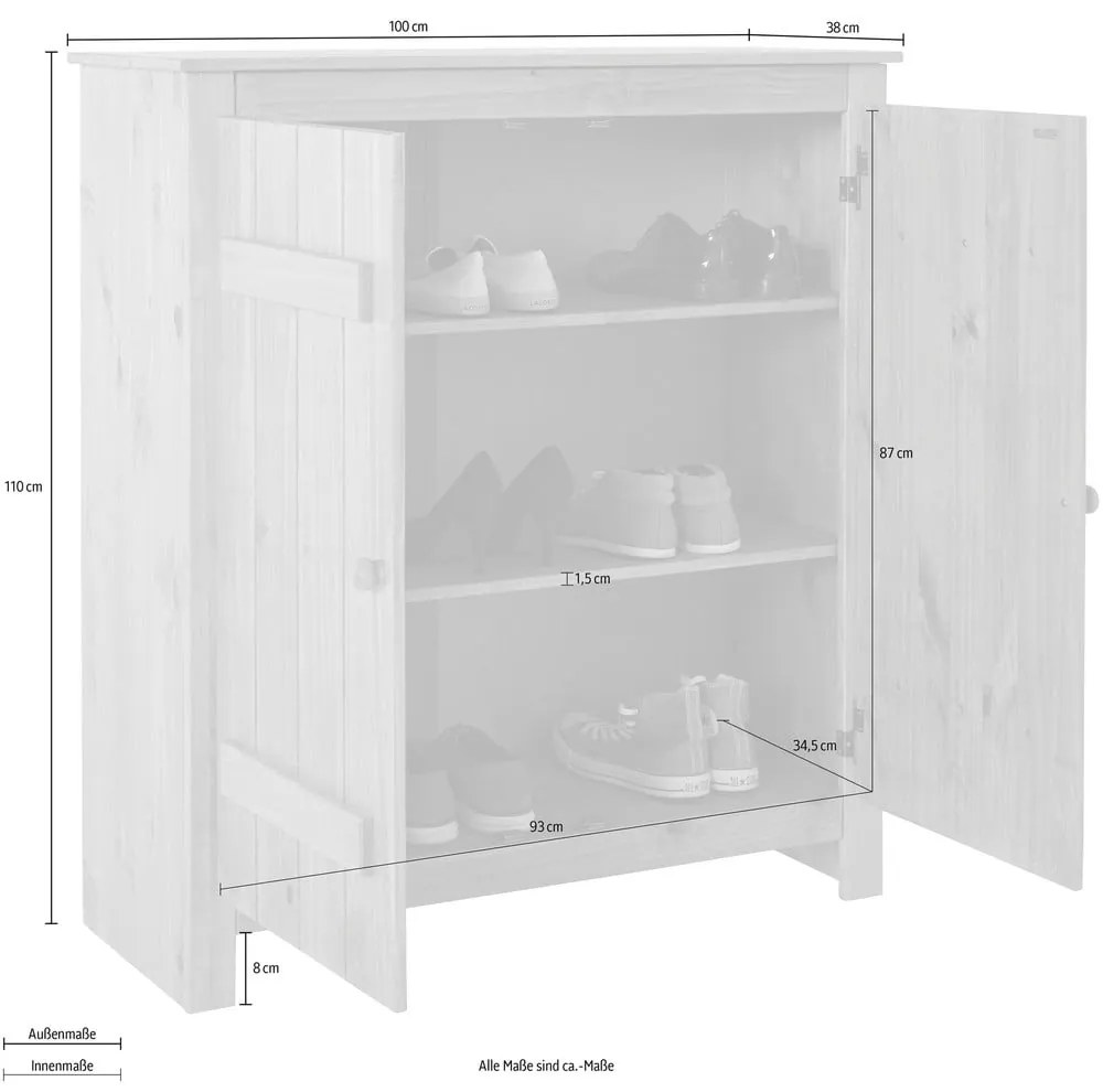 Светлозелено шкафче от масивен бор 100x110 cm Bertram – Støraa
