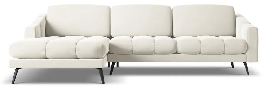 Кремав кадифен ъглов диван (ляв ъгъл) Nalu – Makamii