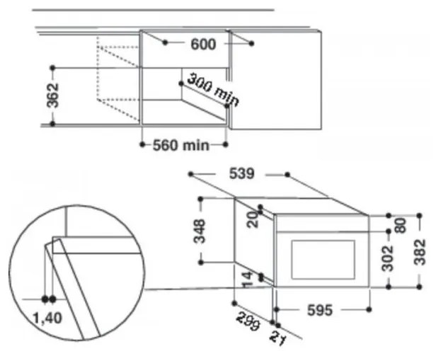 Микровълнова фурна за вграждане Whirlpool AMW 435/IX, 750W, 22 л, 4 нива, Jet Start, JetDefrost, Поддържане на топлина, Сребрист