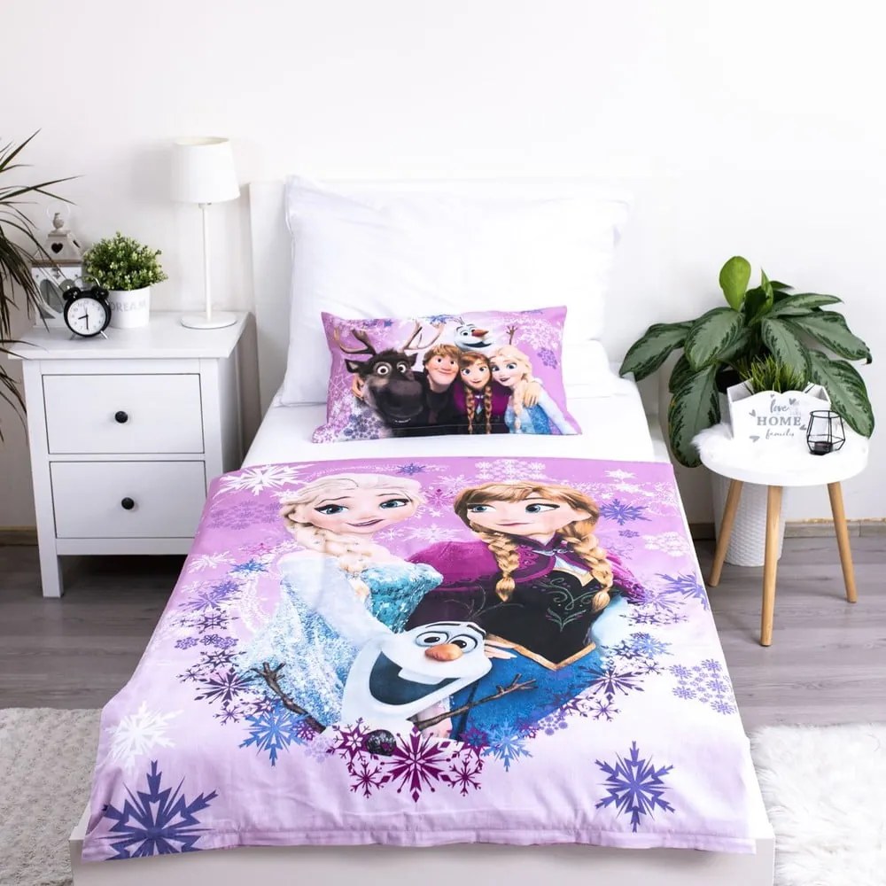 Памучно детско спално бельо 100x135 cm Frozen "Purple" – Jerry Fabrics