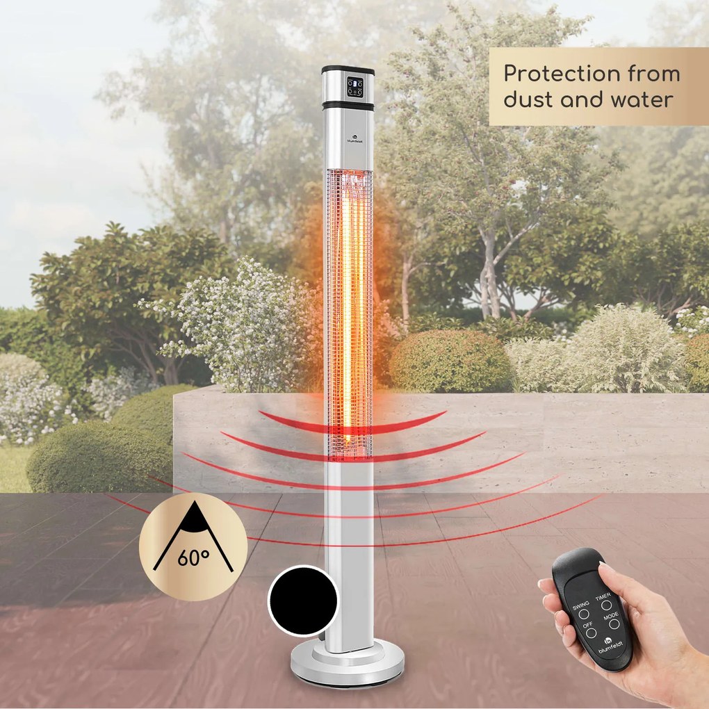 Blumfeldt Heat Guru Plus, инфрачервен нагревател, 2000 W, 3 нива на отопление, дистанционно управление, сребърен
