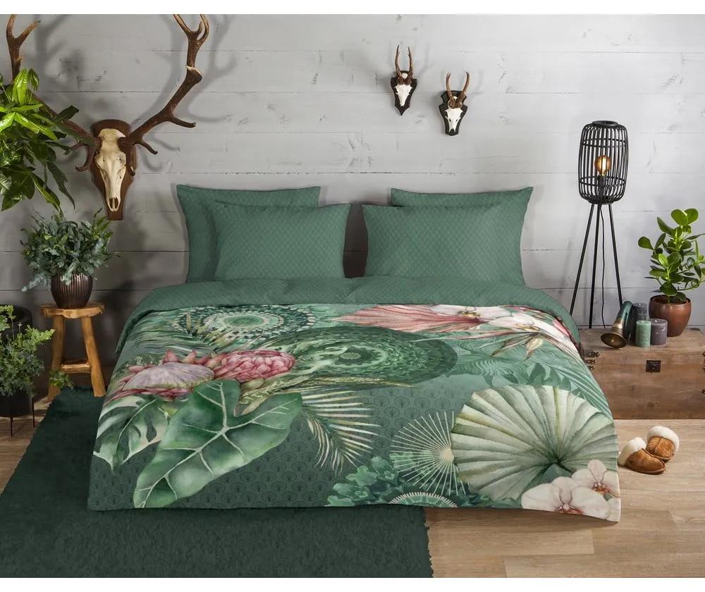 Зелено фланелено спално бельо за единично легло 140x200 cm - HIP