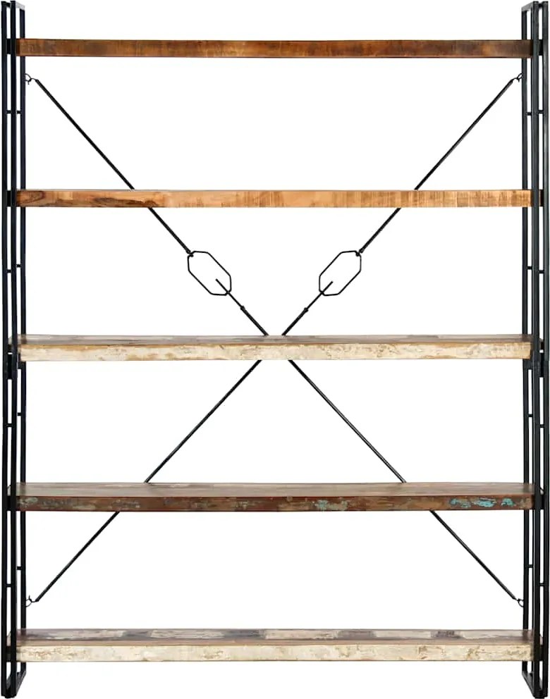 286583 vidaXL Библиотека с 5 рафта, 140x30x180 см, регенерирано дърво масив