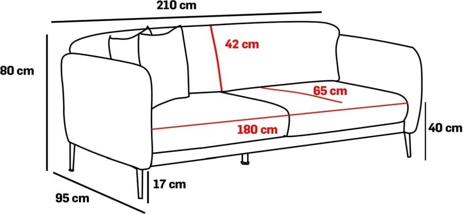 Бял разтегателен диван 210 cm Simena - Balcab Home