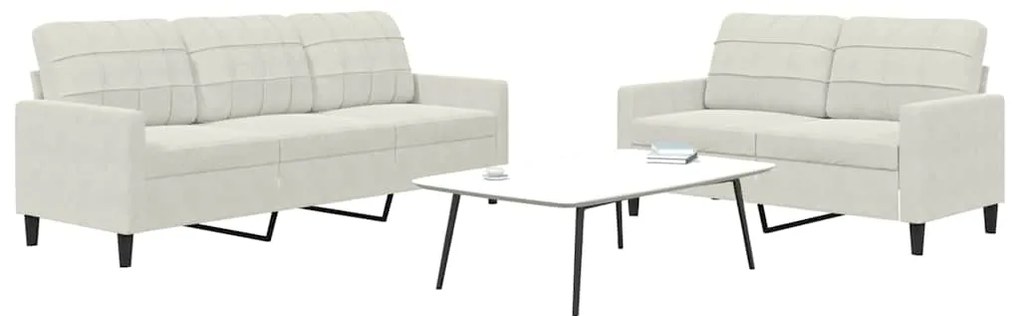 3278399 vidaXL Комплект дивани от 2 части с възглавници, кремав, кадифе