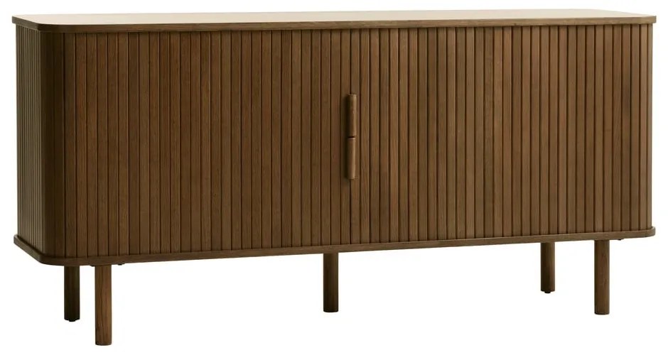 Кафяв нисък скрин в дъбов декор с плъзгащи се врати 76x160 cm Cavo - Unique Furniture