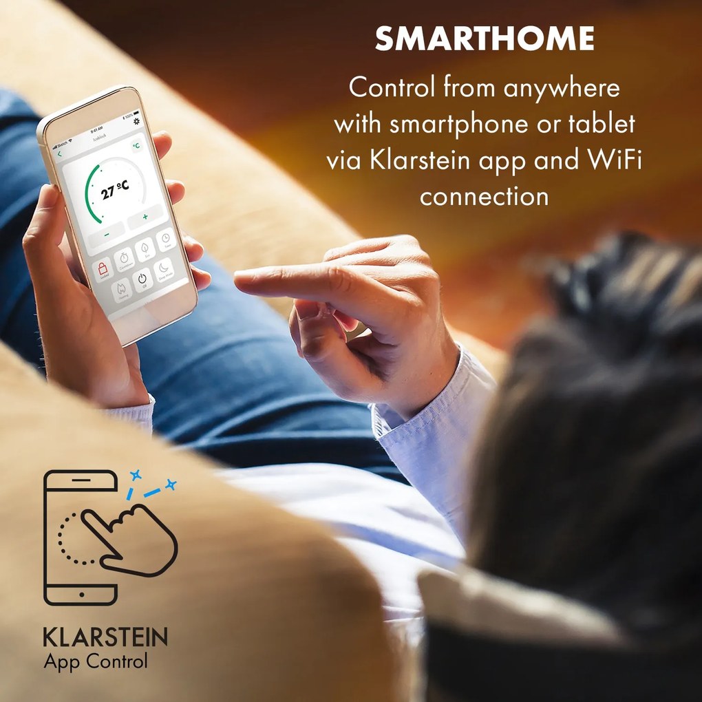 Klarstein Iceblock Prosmart 12, мобилен климатик, 3 в 1, 12 000 BTU, управление чрез приложение, бял