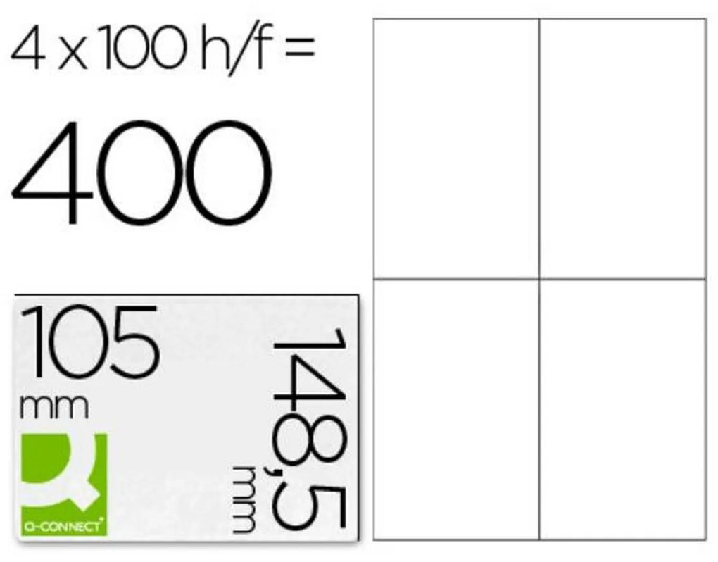 Стикери Q-Connect KF10660 Бял 100 Листи 105 x 148 mm