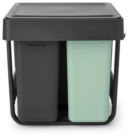 Кош за смет за разделно събиране Brabantia Sort&Go 1008864, 2x10 л+20 л, Екологични материали, Пространствено ефективен, Тъмносив/Зелен