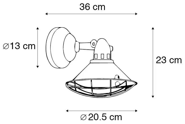 Винтидж стенна и таванна лампа кафява наклонена - Barrack