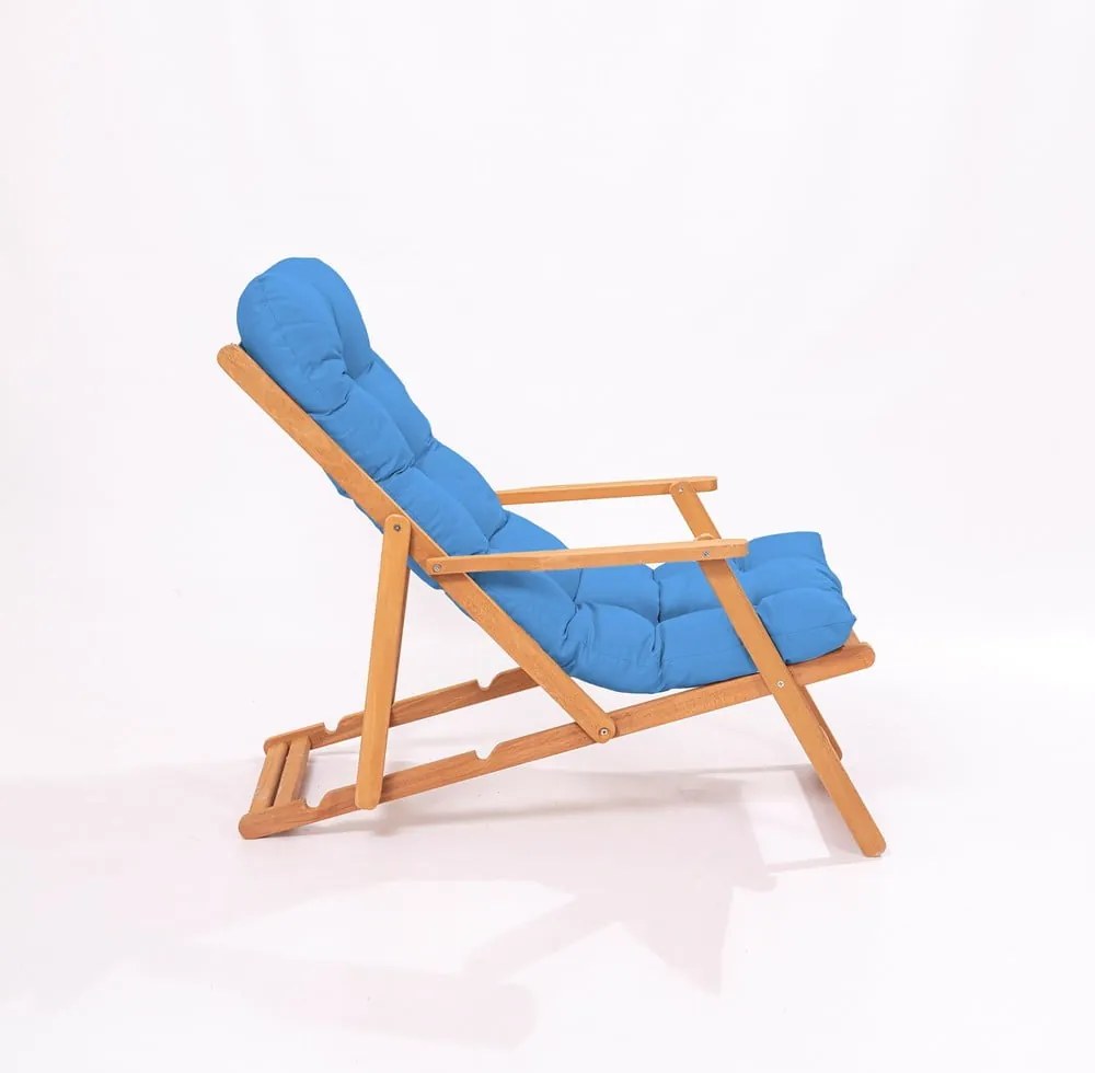 Градински шезлонг от масивно дърво в син и естествен цвят – Floriane Garden