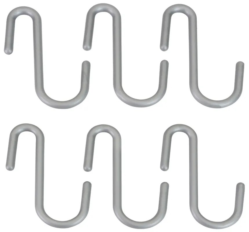 Висящи пластмасови комплект куки 6 бр. в сребрист цвят City – Metaltex