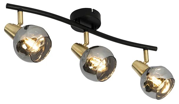 Таванна лампа златиста 56 см с димно стъкло 3-светлина - Vidro