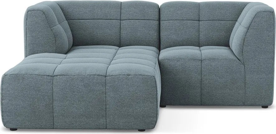 Син ъглов диван от прежда с примки от букле (ляв ъгъл) Aloha – Makamii