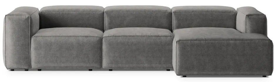 Светлосив ъглов диван от рипсено кадифе (десен ъгъл) Bergamo – Cosmopolitan Design