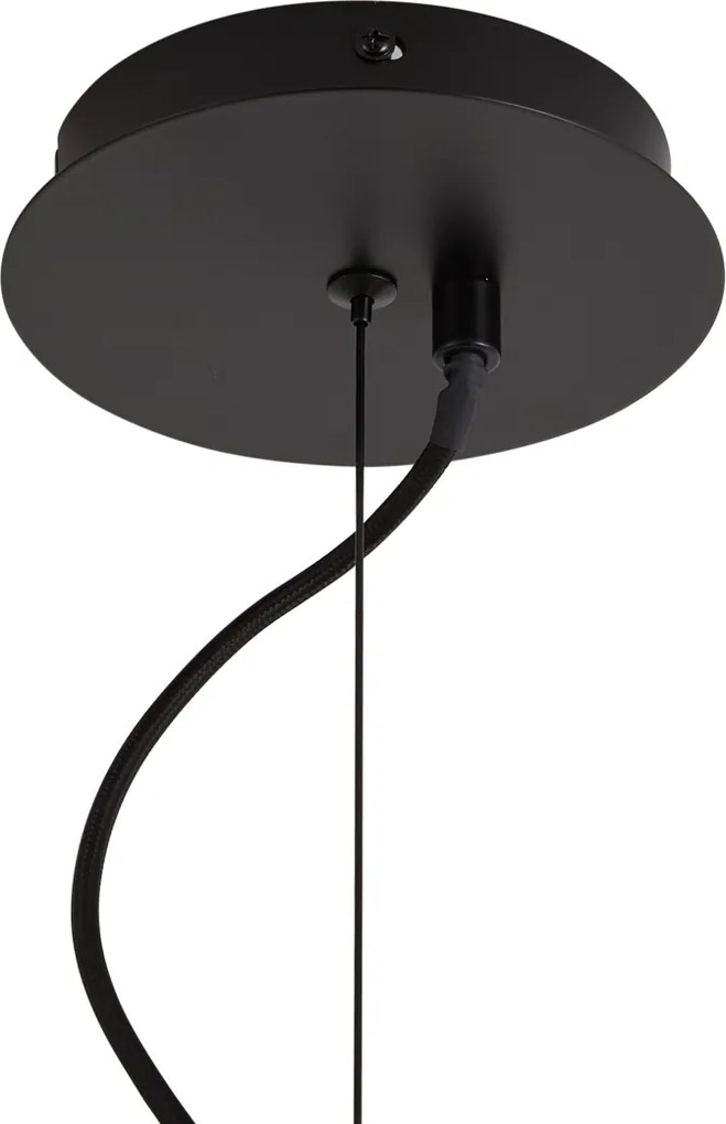 Art Deco Pendant Lamp Black with Smoke Glass Oval 14-Light - Mochan