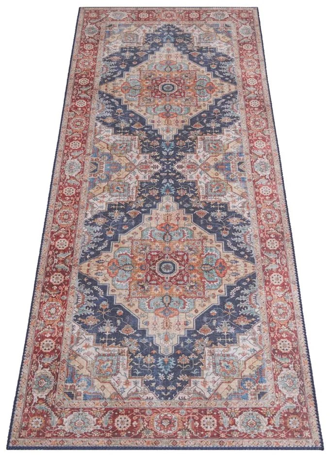 Тъмно синьо-червен мокет , 80 x 200 cm Sylla - Nouristan