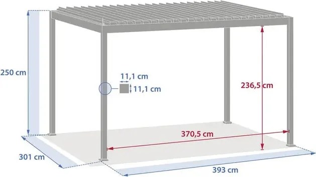 Електрическа пергола Hesperide Evora, Алуминий, Цвят Глина, 4x3 m