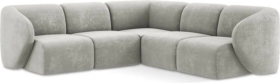 Светлосив шенилов ъглов диван Lani – Makamii