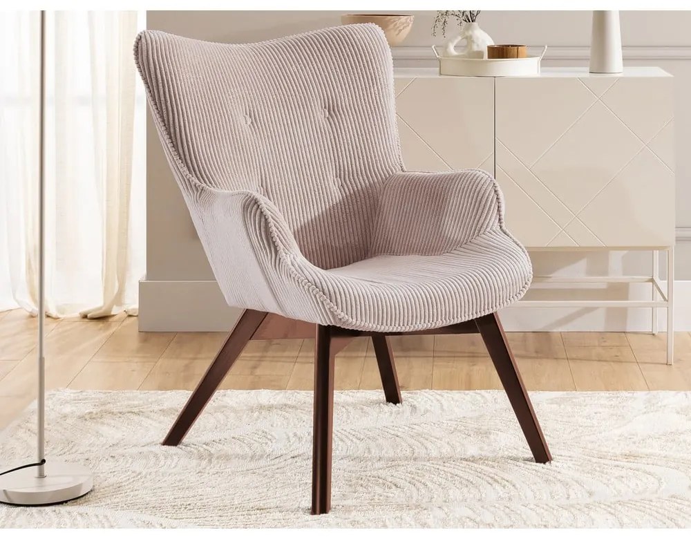 Светлорозово кресло от рипсено кадифе Niko – Ropez