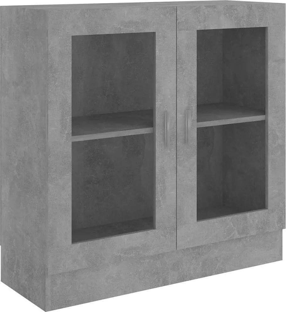 802745 vidaXL Шкаф витрина, бетонно сив, 82,5x30,5x80 см, ПДЧ