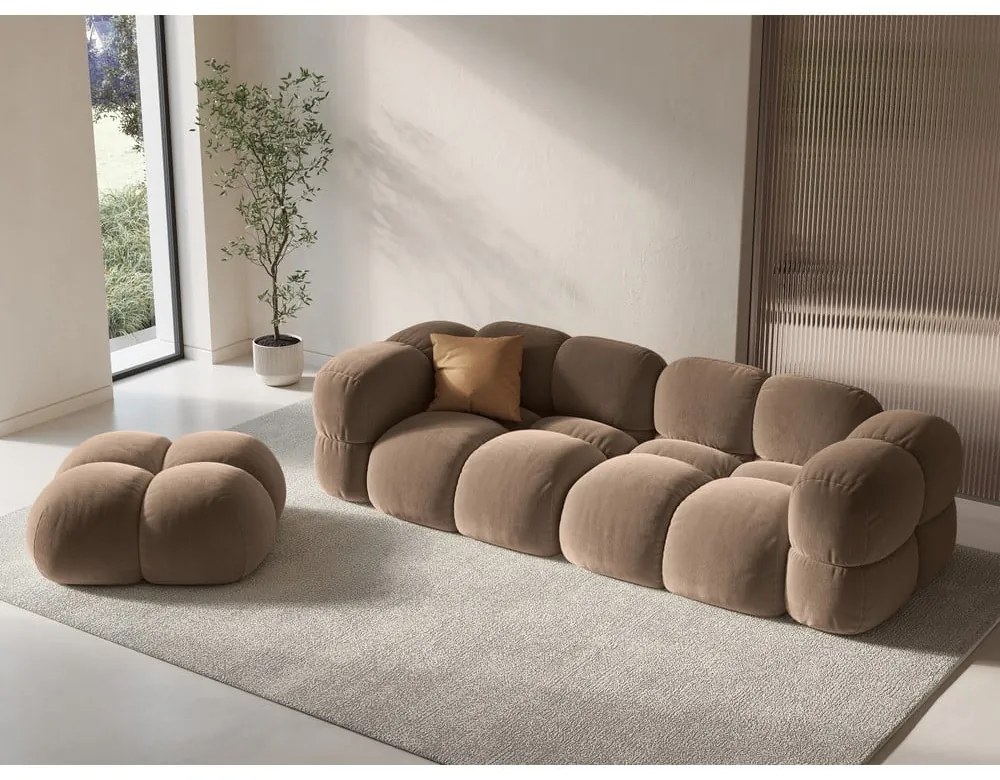 Кафяв кадифен диван 250 cm Loretto – Cosmopolitan Design