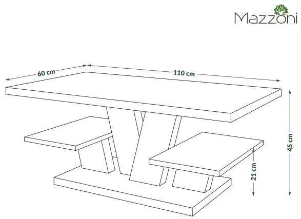 ВИВА MAT Кафяв дъб/Черен - МОДЕРНА ХОЛНА МАСА С РАФТОВЕ