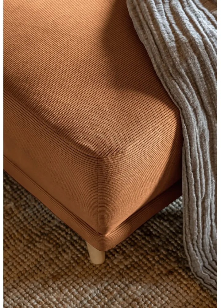 Ъглов разтегателен диван от велур в тухлен цвят (десен ъгъл/U-образна форма) Lazy Lukka - Miuform