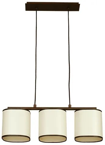 Пендел КУБО, патина, абажури Текстинел Крем, 3xE27