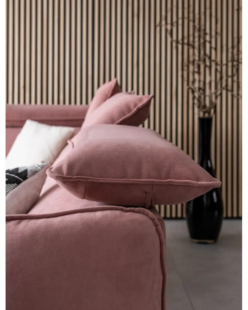 Ъглов диван от светлорозово кадифе (ляв ъгъл) Sweet Harmony - Miuform