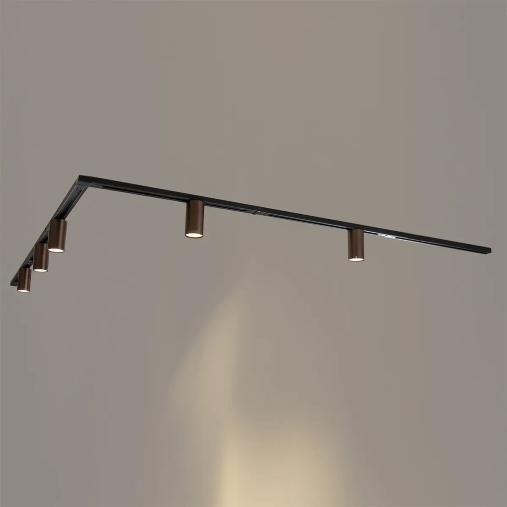 Модерна релсова система за осветление с 5 тъмно бронзови прожектора 1-фазов GU10 50mm - Iconic Ruby