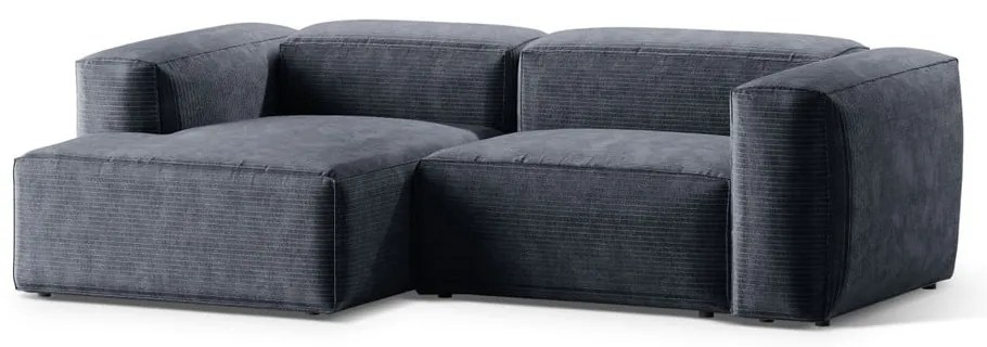 Сиво-син ъглов диван от рипсено кадифе (ляв ъгъл) Bergano – Cosmopolitan Design