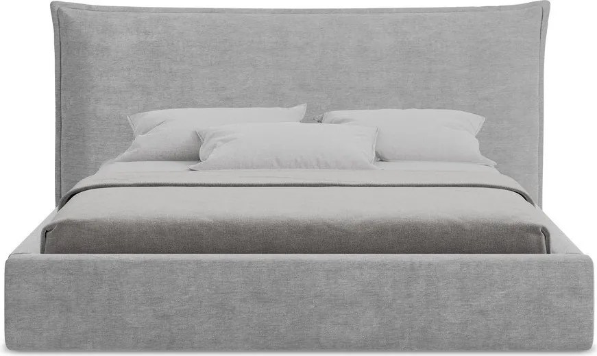 Светлосиво двойно легло 140x200 cm тапицирано с място за съхранение с включена подматрачна рамка Esala – Makamii