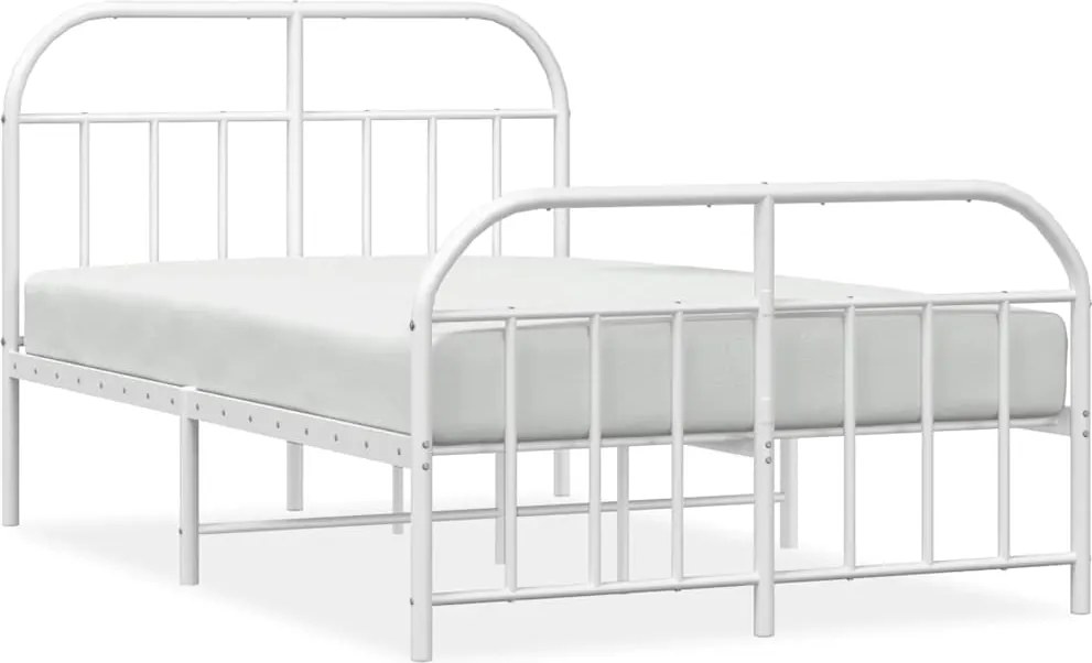 353700 vidaXL Метална рамка за легло с горна и долна табла, бяла, 120x200 см