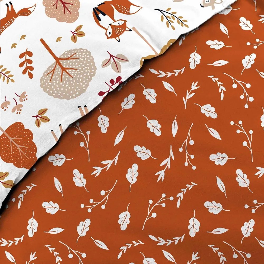 Бяло/теракотено единично памучно детско спално бельо 140x200 cm Roxy – douceur d'intérieur