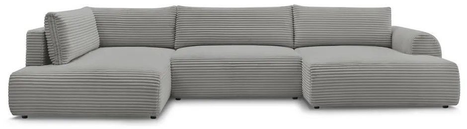 Тъмносив разтегателен ъглов диван от рипсено кадифе (десен ъгъл/"U" форма) Lucien – Bobochic Paris