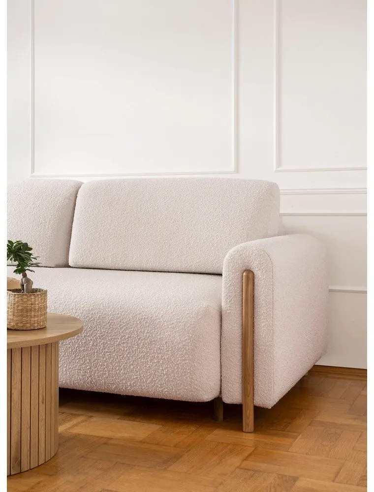 Бежов кремав разтегателен диван с място за съхранение от букле 244 cm Arcadova – ELTAP