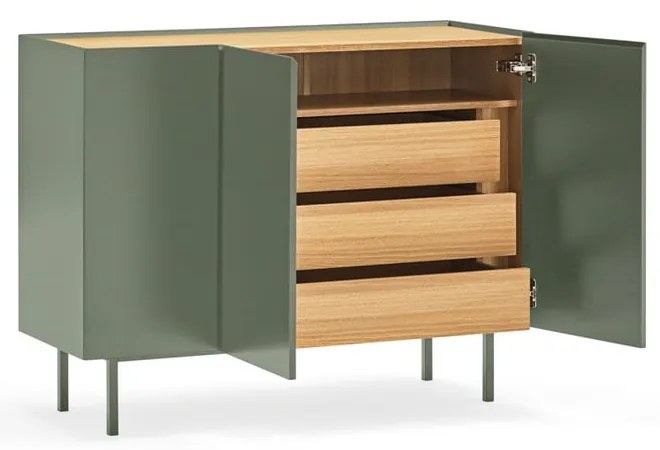 Зелен нисък скрин от декор от дъб 110x85 cm Arista – Teulat