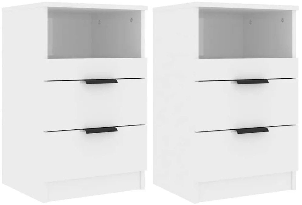 811245 vidaXL Нощни шкафчета, 2 бр, бял гланц, инженерно дърво