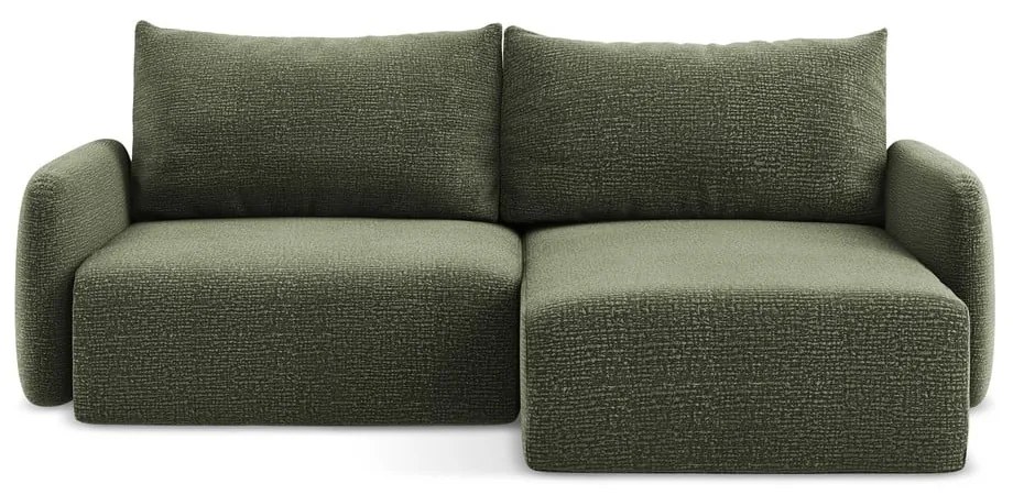 Зелен разтегателен ъглов диван с място за съхранение (десен ъгъл) Kalena – Makamii