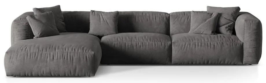 Сив кадифен модулен ъглов диван (ляв ъгъл) Martina – Micadoni