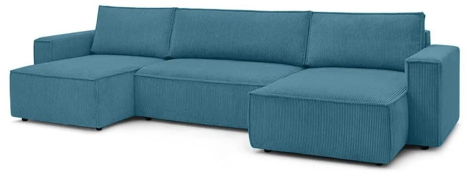 Тюркоаз сгъваем ъглов диван от рипсено кадифе Nihad – Bobochic Paris