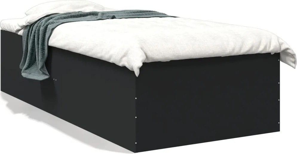 3280980 vidaXL Рамка за легло, черна, 75x190 см, масивно дърво